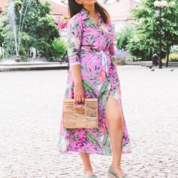 Długa sukienka w kwiaty na lato stylizacja blog