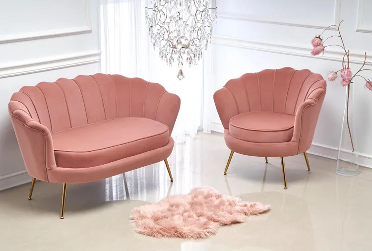 komplet różowy fotel i sofa